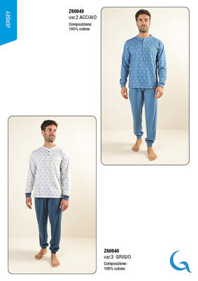 PIGIAMA UOMO M/L Z60040 Tellini S.r.l. Ingrosso Abbigliamento